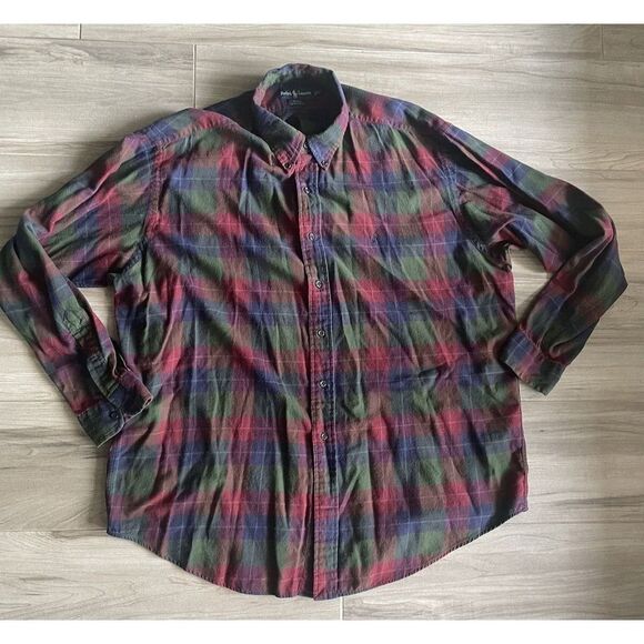Polo Ralph Lauren Blake Plaid Flannel Button Up Shirt Men's XL 100% Soft Cotton - Picture 1 of 5